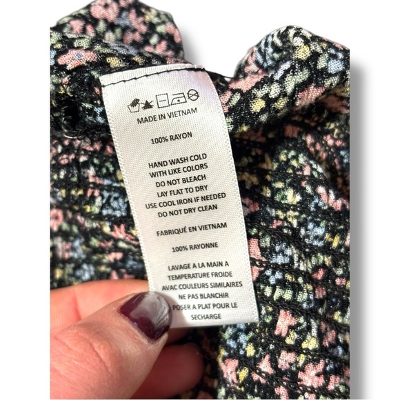 Paper Crane Black with Vibrant Pink and Yellow Floral Long Sleeve Wrap Blouse - Picture 5 of 16